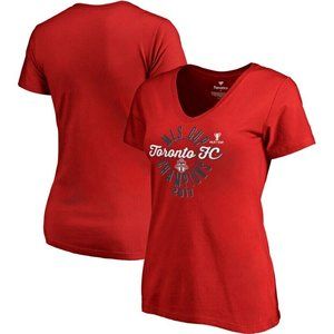 Toronto FC‎ Womens V-Neck T-Shirt Red Size 3XL MLS Cup Champions